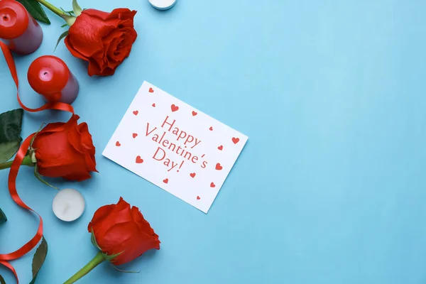 Beautiful composition for Valentine's Day on color background — Stock Photo, Image