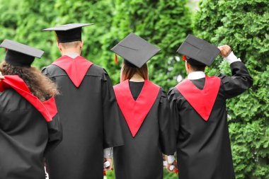 Bekarlığa veda cüppesi giyen genç öğrenciler