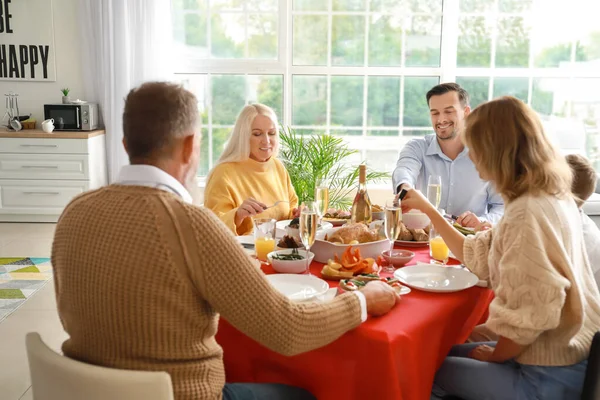 Big family having dinner at home — Stock Photo, Image