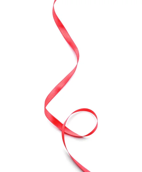 Beautiful red ribbon on white background — Stock Photo, Image