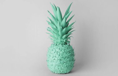 Açık arkaplanda boyanmış turkuaz ananas