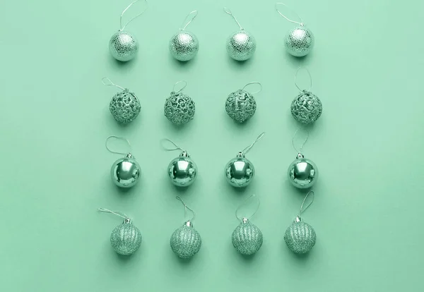 Beautiful Christmas balls on color background — Stock Photo, Image