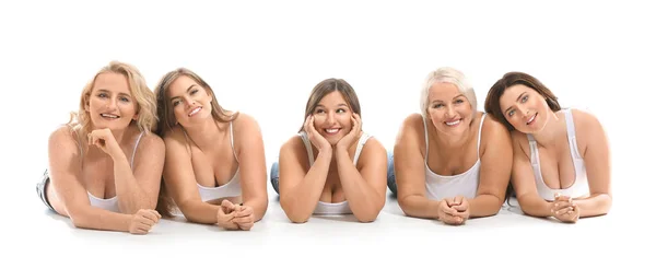 Group of body positive women on white background — Stock Photo, Image