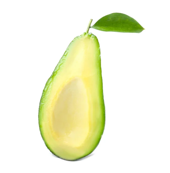 Helft van rijpe avocado op witte achtergrond — Stockfoto