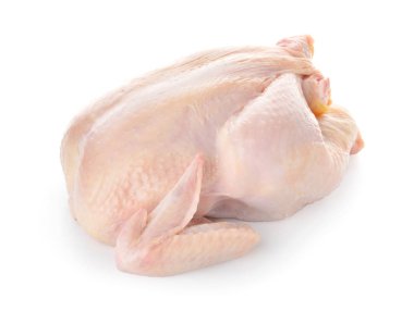 Beyaz arka planda çiğ tavuk