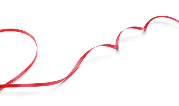 Beautiful red ribbon on white background — Stock Photo, Image