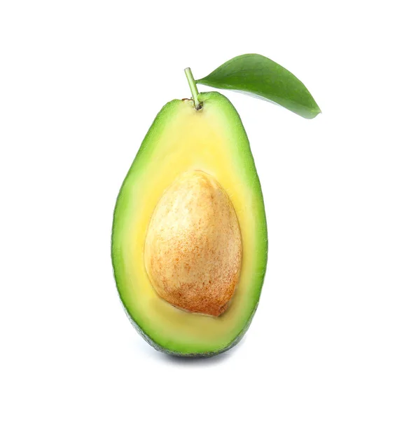 Helft van rijpe avocado op witte achtergrond — Stockfoto