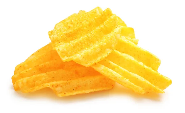 Tasty potato chips isolated on white — Stock Photo, Image