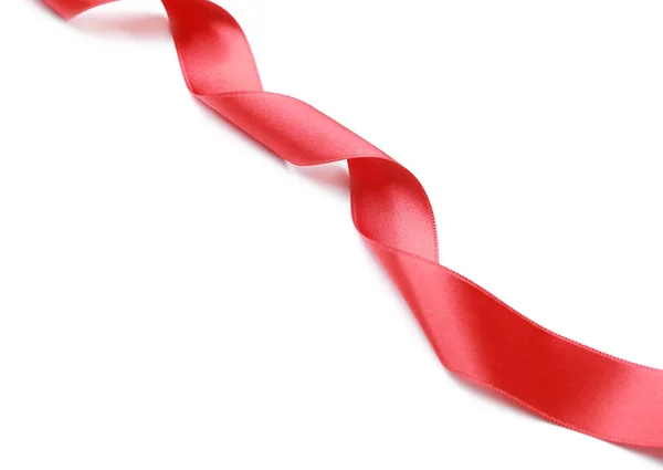 Beautiful red ribbon on white background — Stock Photo, Image