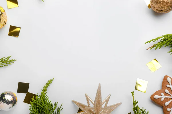 Beautiful Christmas composition with space for text on white background — Stock Photo, Image