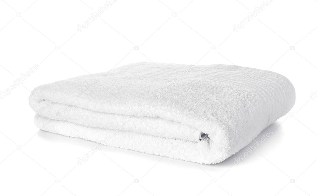 Soft clean towel isolated on white