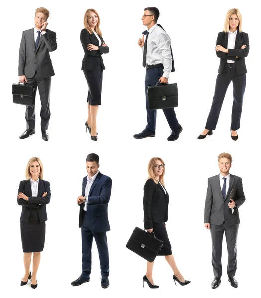 Collage with stylish business people on white background — Stock Photo, Image