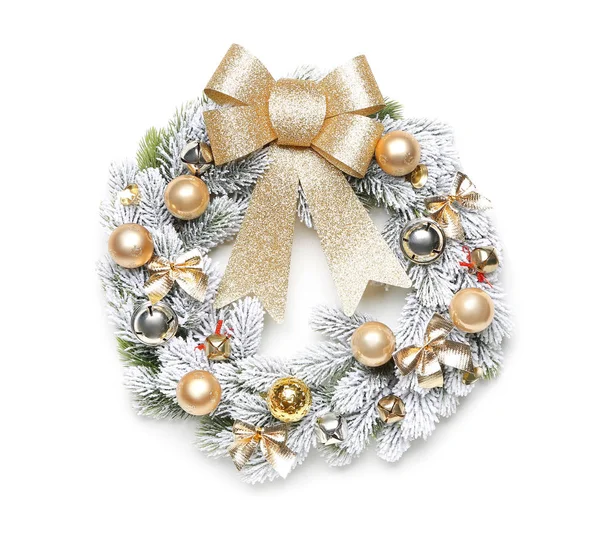 Beautiful Christmas wreath on white background — Stock Photo, Image