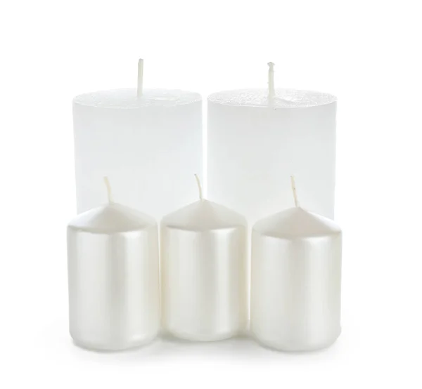 Beautiful candles isolated on white — Stock Photo, Image