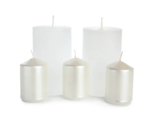 Красиві свічки ізольовані на білому — стокове фото