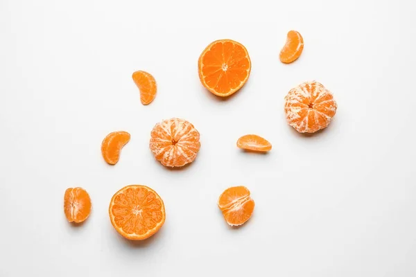 Sweet tangerines on white background — Stock Photo, Image