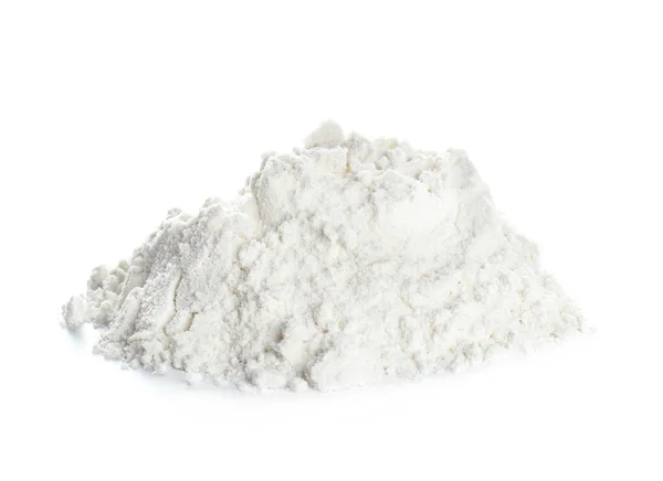 Montón de harina sobre fondo blanco — Foto de Stock