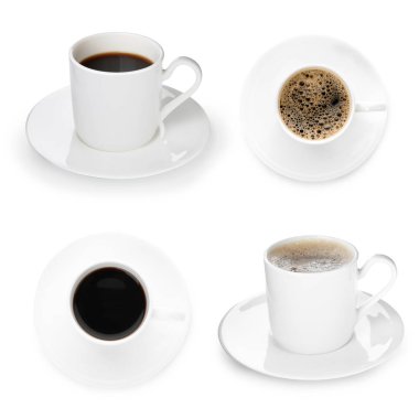 Beyaz arka planda kahve seti