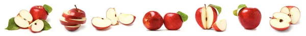 Conjunto de manzanas frescas sobre fondo blanco — Foto de Stock