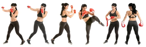 Set di boxer donna su sfondo bianco — Foto Stock