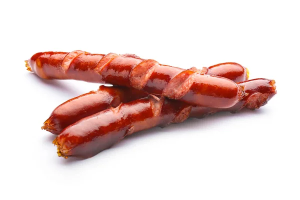 Tasty grilled sausages on white background — Stock Photo, Image