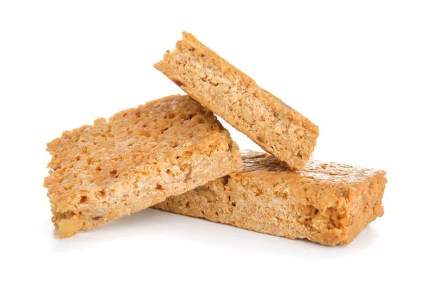 Tasty granola bars on white background — Stock Photo, Image