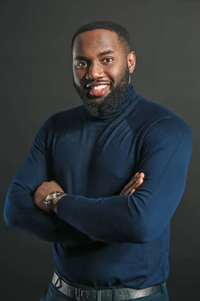 Stylish African-American man on dark background — Stock Photo, Image