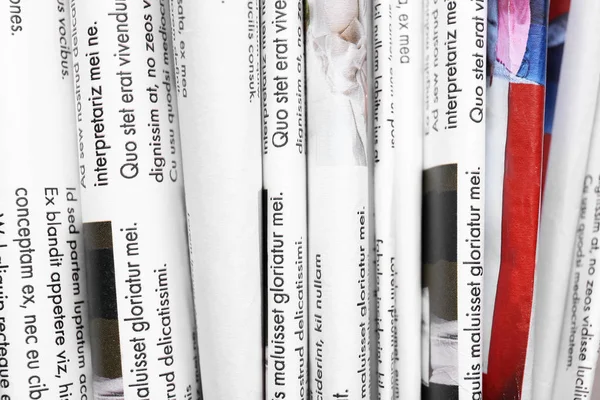 Many different newspapers, closeup view — Stock Photo, Image