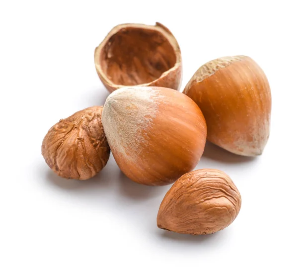Chutné lískové ořechy na bílém pozadí — Stock fotografie