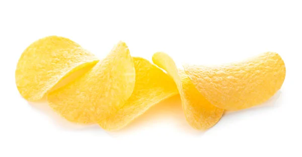 Ízletes burgonya chips, fehér háttér — Stock Fotó