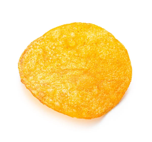 Smakelijke aardappel chip op witte achtergrond — Stockfoto