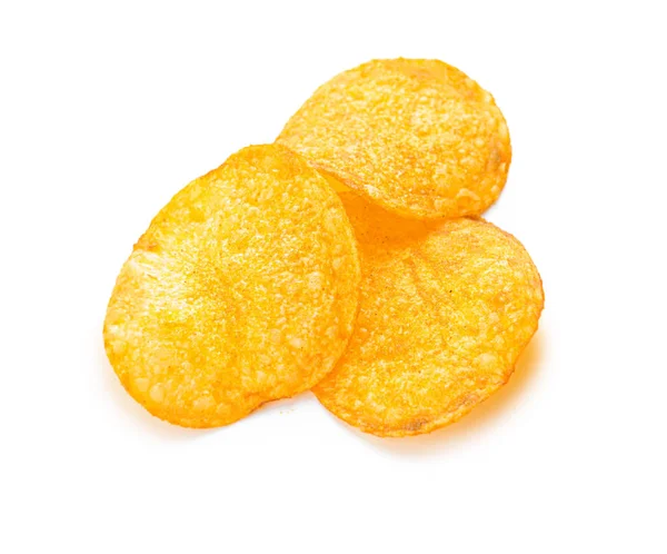 Batatas fritas saborosas no fundo branco — Fotografia de Stock