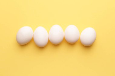 Renkli arkaplanda taze çiğ yumurta