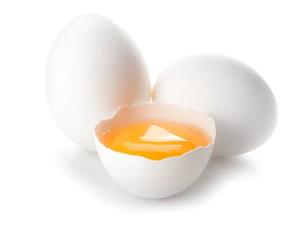 Fresh raw eggs on white background — Stock Photo, Image