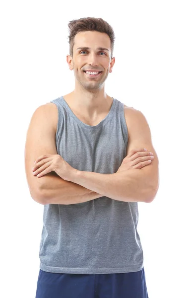 Sporty young man on white background — Stock Photo, Image