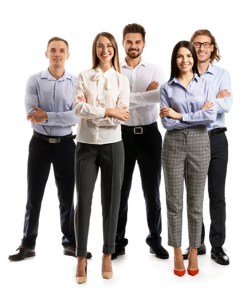 Group of friends in formal clothes on white background — Stock Photo, Image