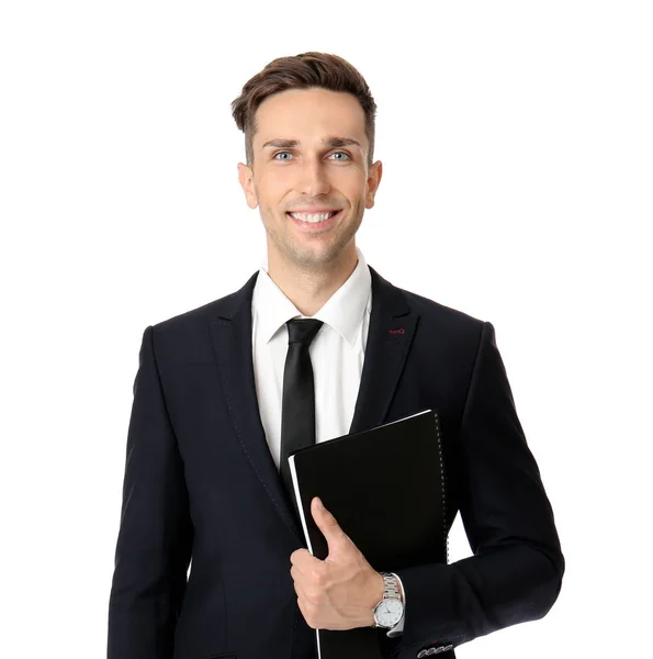 Handsome young businessman on white background — Stock Photo, Image