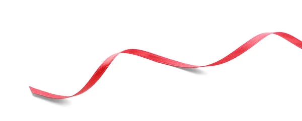 Beautiful red ribbon on white background — Stock Photo, Image