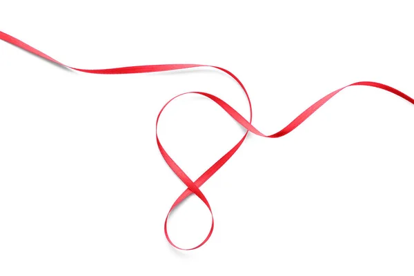 Beautiful red ribbon on white background — Stock Photo, Image