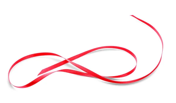 Beautiful red ribbon on white background — Stock Photo, Image