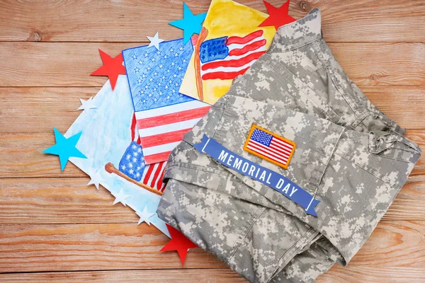 Composition for USA Memorial Day on wooden background — Stock Photo, Image
