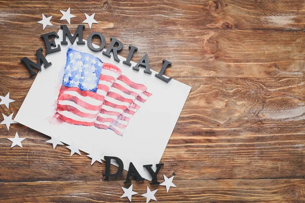 Composition for USA Memorial Day on wooden background — Stock Photo, Image