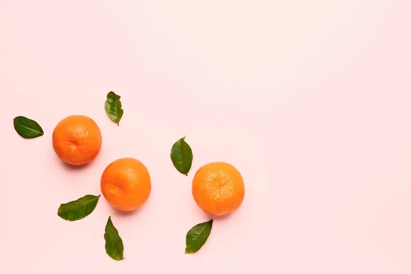 Sweet tangerines on color background — Stock Photo, Image