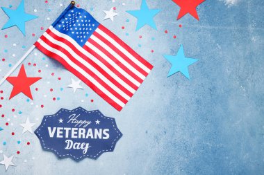 Renkli arka planda Usa bayrağı ve metin Mutlu Gaziler Günü