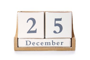 Beyaz arkaplanda Noel tarihi olan takvim