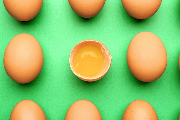 Fresh eggs on color background — Stock Photo, Image