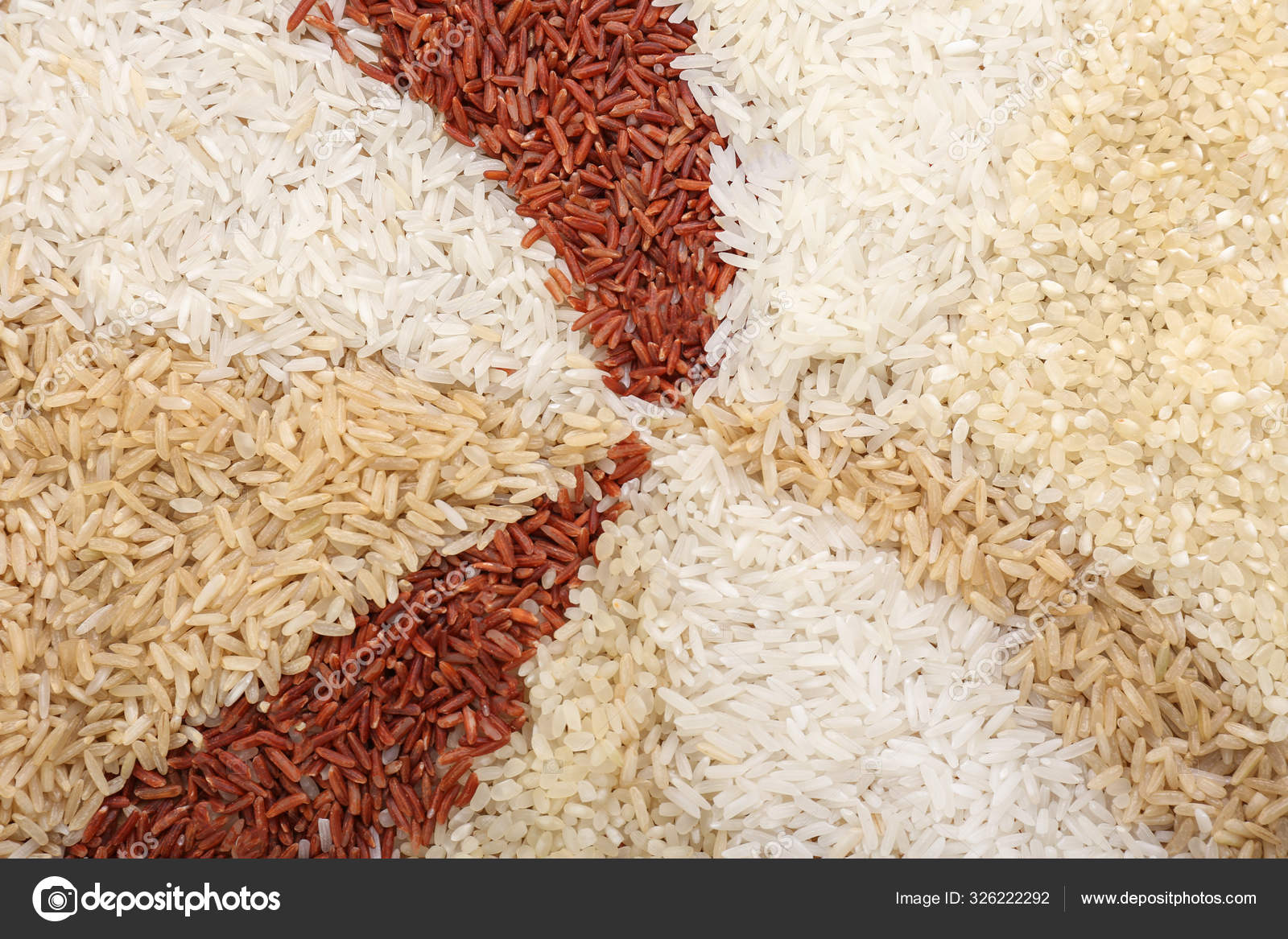 Different raw rice as background — Stock Photo © serezniy #326222292