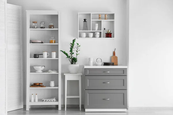 Interior of kitchen with modern shelves — Stock Photo, Image