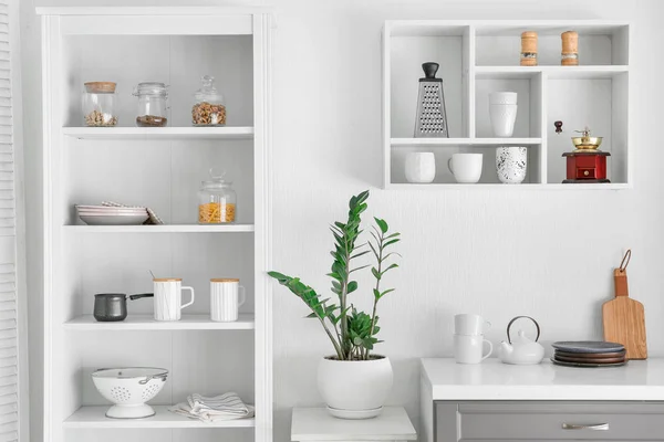 Interior of kitchen with modern shelves — Stock Photo, Image