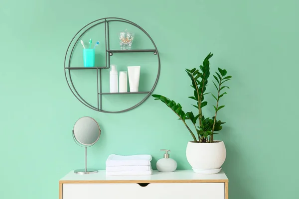 Interior of bathroom with modern shelf — Stock Photo, Image